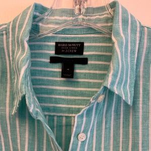J. Crew Baird McNutt Irish Linen green stripe shirt size 4